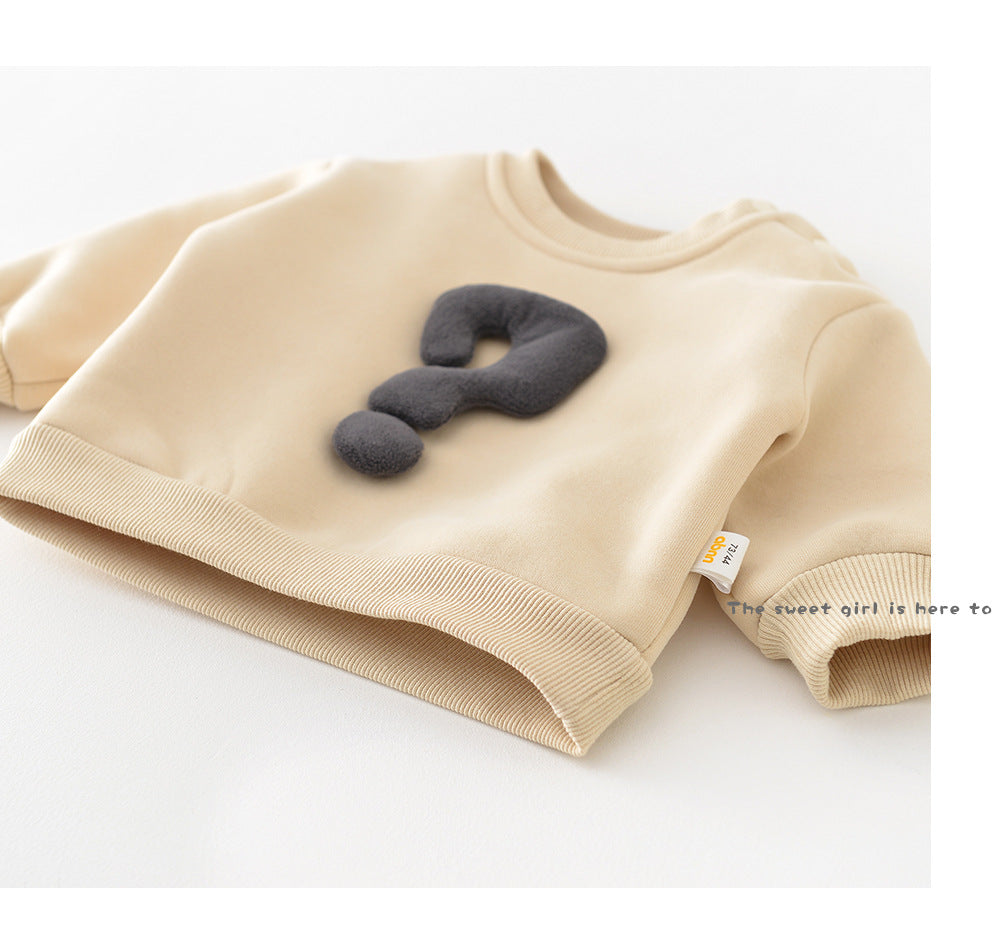 Baby Autumn Winter Set Children's Warm Fleece Thickened Autumn Winter Korean Style Outerwear Infant Sweatshirt Pants Two-Piece Set