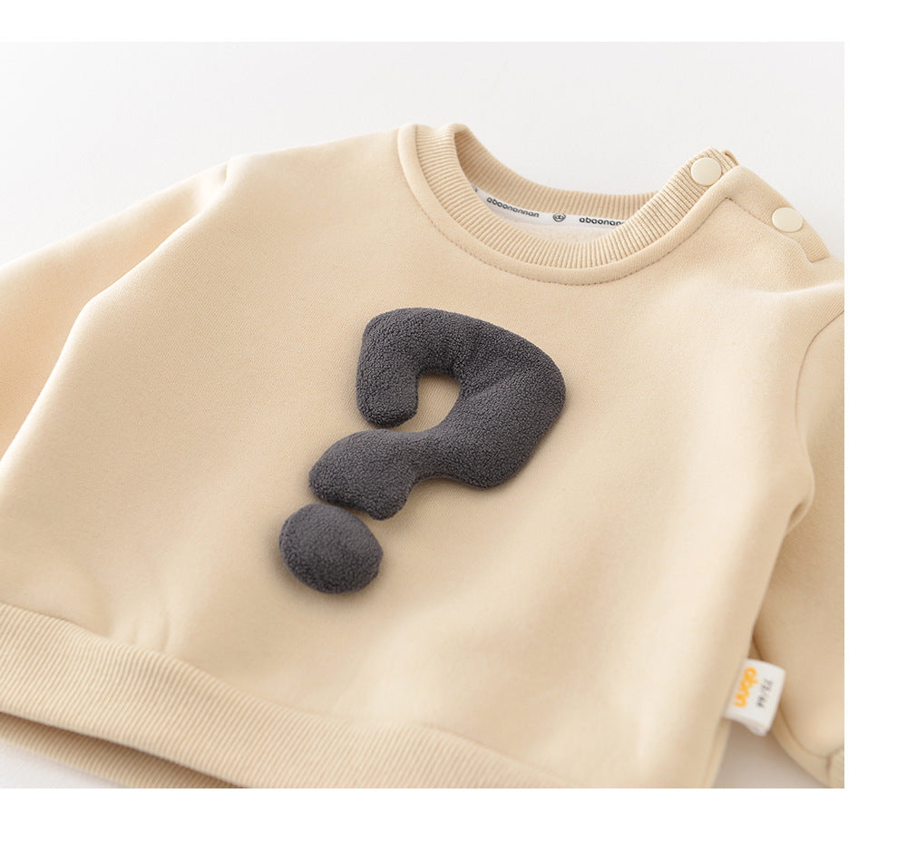 Baby Autumn Winter Set Children's Warm Fleece Thickened Autumn Winter Korean Style Outerwear Infant Sweatshirt Pants Two-Piece Set