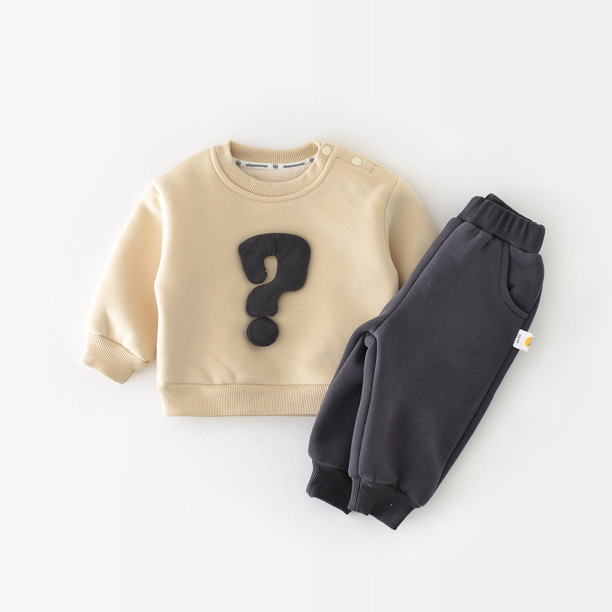 Baby Autumn Winter Set Children's Warm Fleece Thickened Autumn Winter Korean Style Outerwear Infant Sweatshirt Pants Two-Piece Set