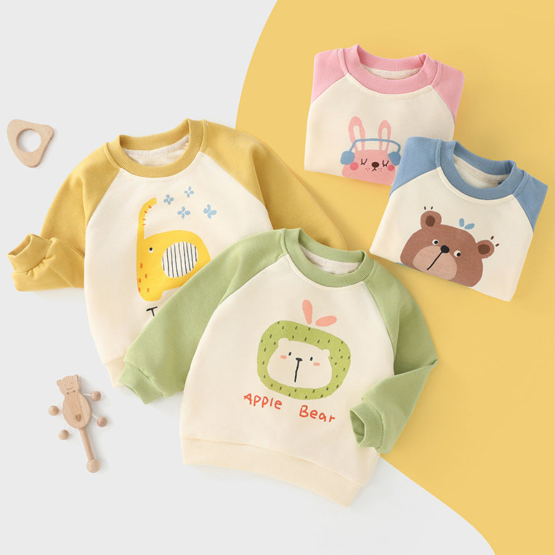 Spring and Autumn New Children's Long Sleeve Sweatshirt Toddler Base Shirt Boys and Girls Autumn Outfit Baby Top Infant Clothing Children's Wear